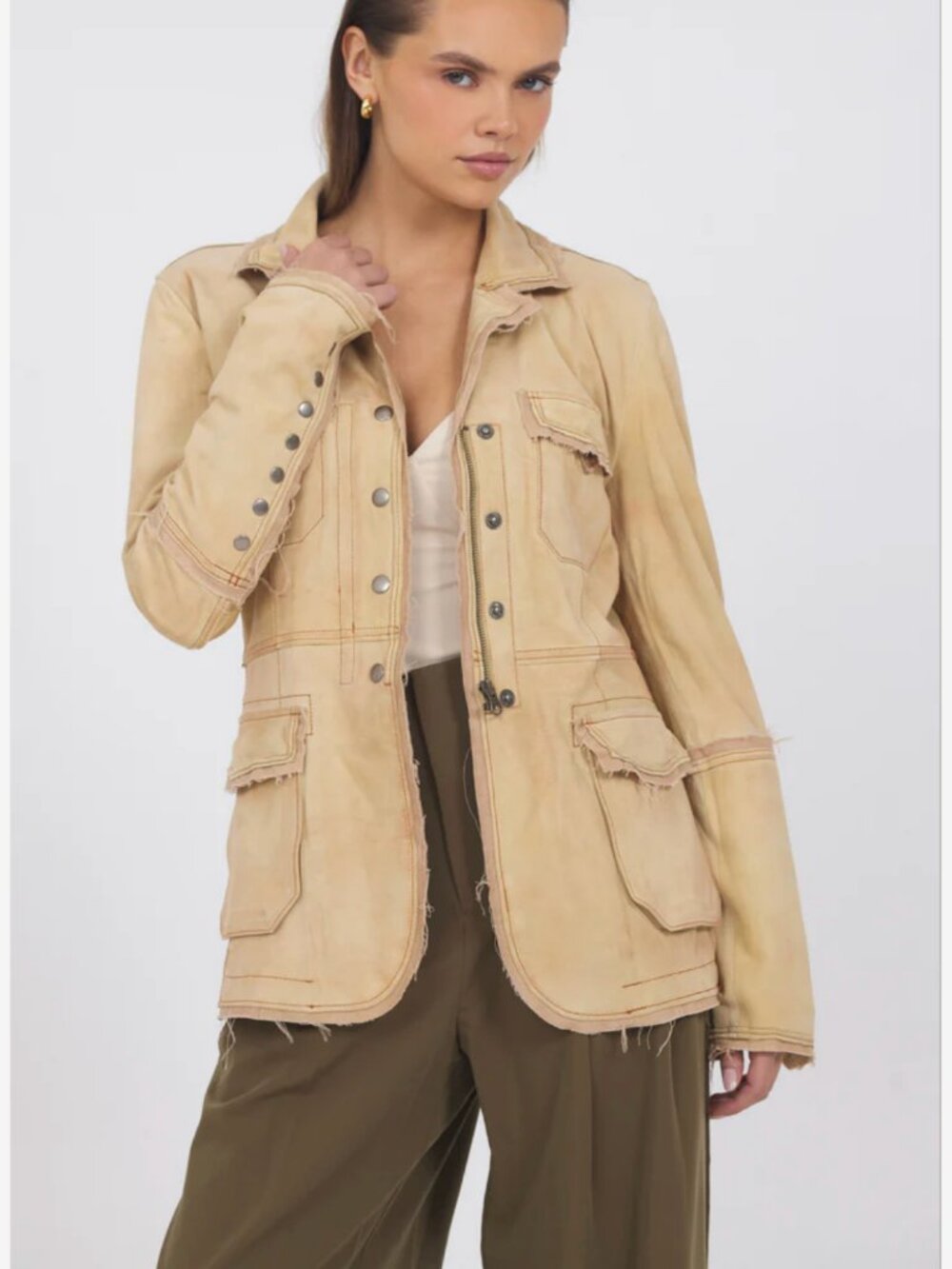 Jakett New York 100% Genuine Meryl White Leather Jacket (Size Small) - Picture 8 of 9
